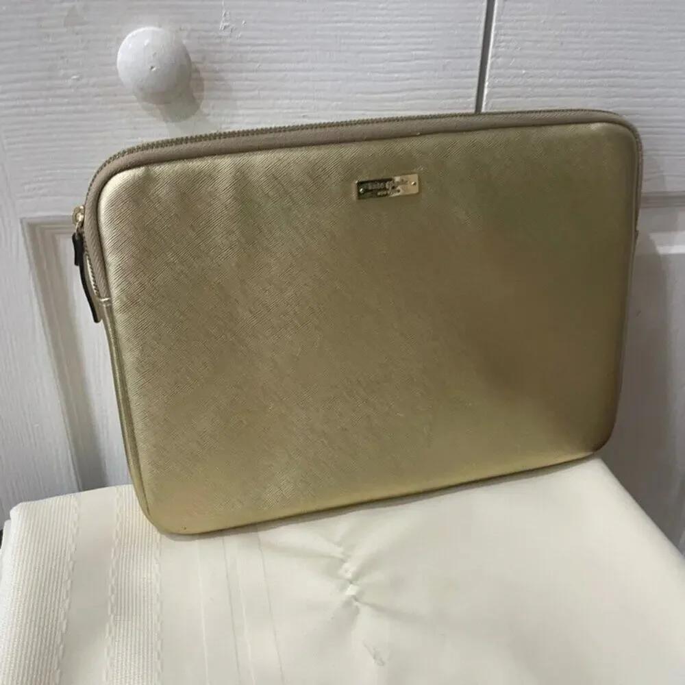 KATE SPADE LAPTOP NOTEBOOK‎ CASE METALLIC GOLD 13 ‘ VERSATILE FUNCTIONAL